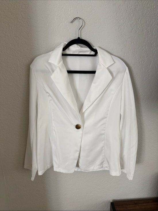 SHEIN Jackets & Blazers - SHEIN White Single-Button Women's Blazer